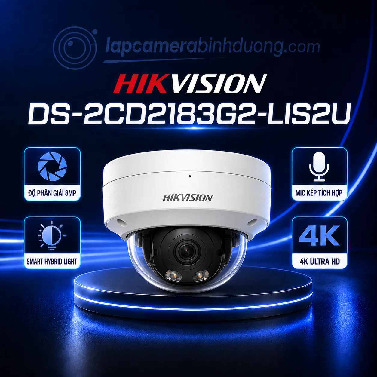 Camera IP Dome 8MP Hikvision DS-2CD2183G2-LIS2U